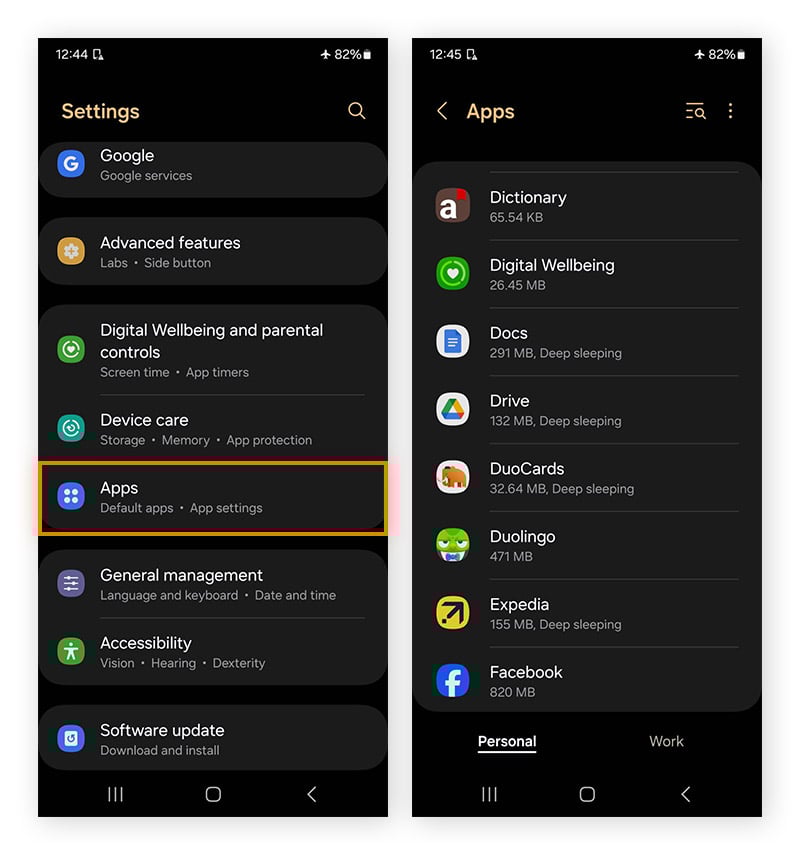 Checking Android apps for hidden spyware in general settings.