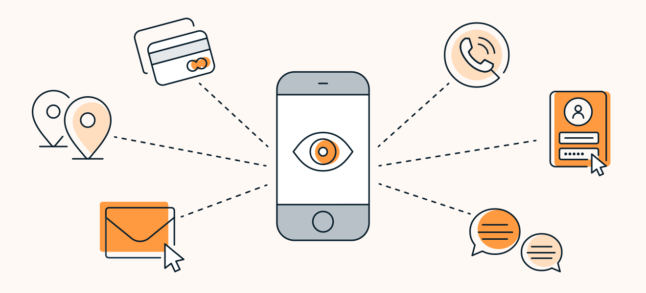 Spyware kann alles aufzeichnen, was Sie auf Ihrem Telefon tun, darunter Ihren Standort, Passwörter, E-Mails, SMS und Anrufe.