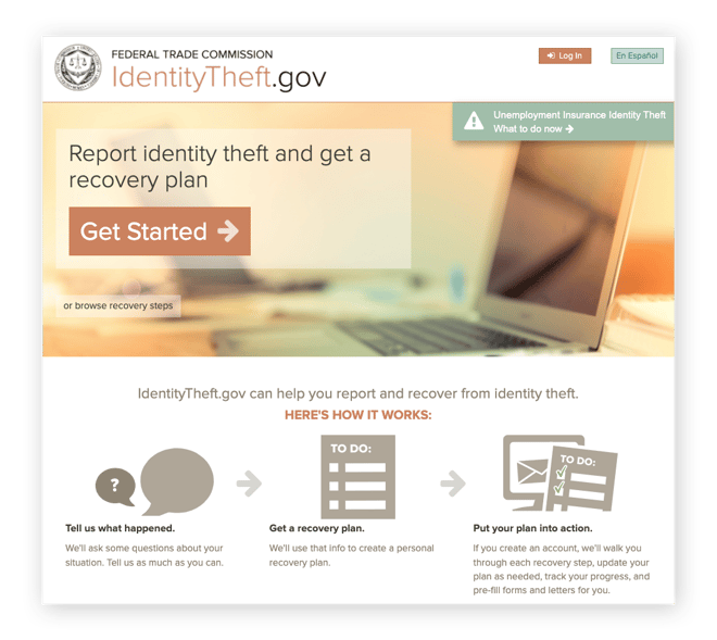 Die Website der US-Regierung zum Thema Identitätsdiebstahl.