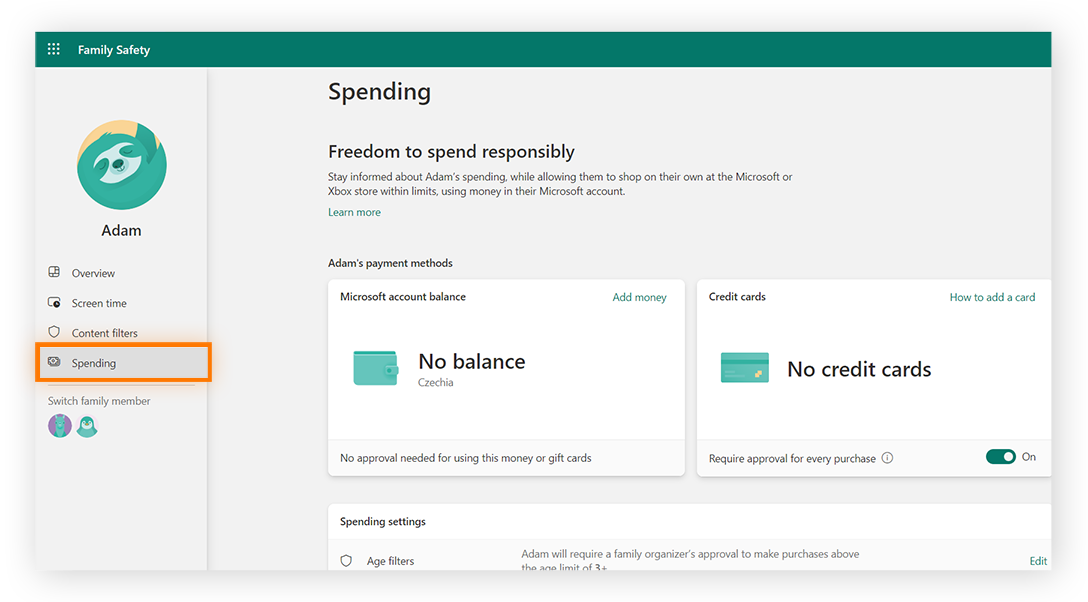  Contrôlez les dépenses et gérez le solde du compte grâce au contrôle parental de Microsoft.