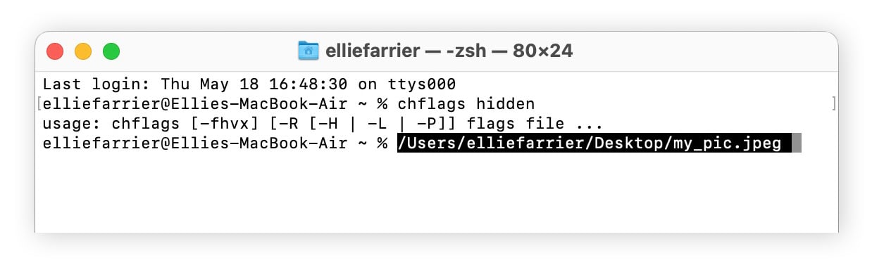 So blenden Sie eine Datei auf dem Mac mit Terminal aus.