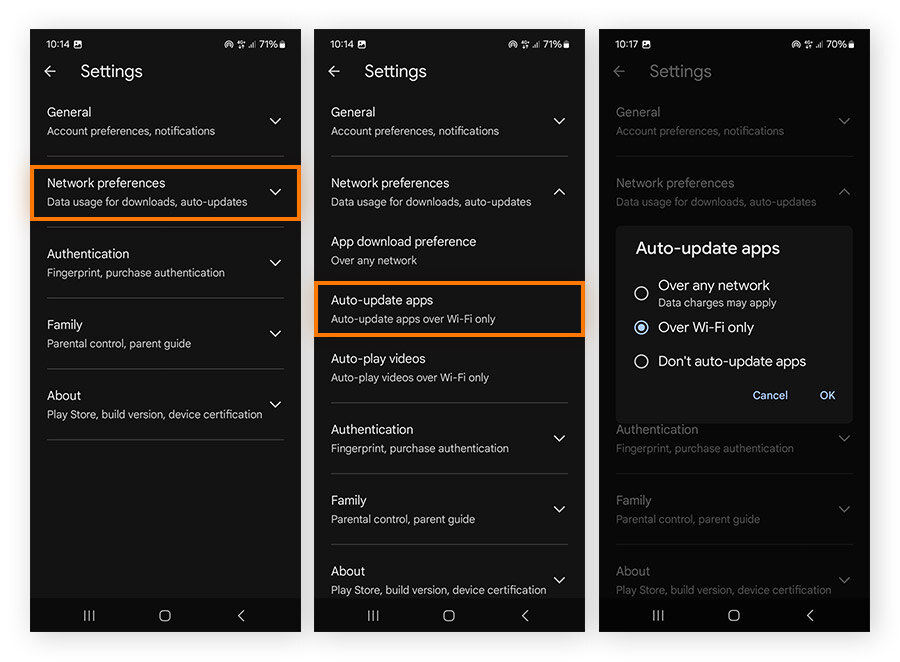 Festlegen der automatischen Aktualisierung der Android-Apps in der Play Store-App.