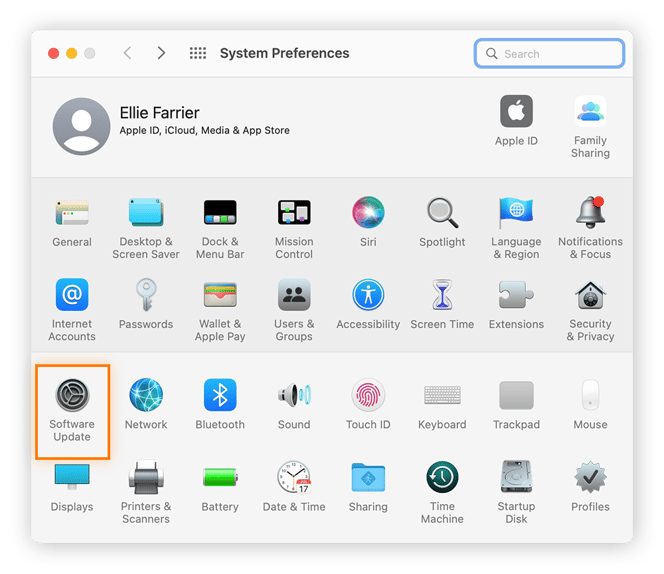 Abra Preferencias del Sistema > Actualización de software para comprobar si el software obsoleto está ralentizando su Mac.