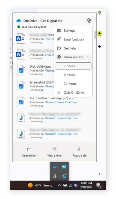 Pausar a sincronização do OneDrive deixa seu PC mais rápido.