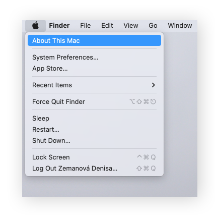 Klicken Sie auf das Apple-Logo und wählen Sie Über diesen Mac.