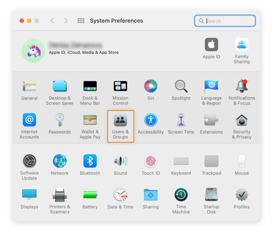 Gehen Sie im Menü Systemeinstellungen auf Ihrem Mac zu Benutzer & Gruppen.
