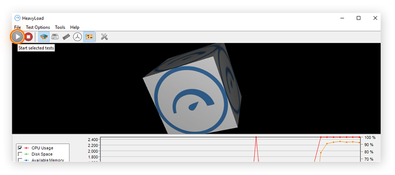 Running a stres test on my CPU using HeavyLoad.