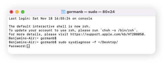 Você pode executar um teste de diagnóstico a partir do Terminal.