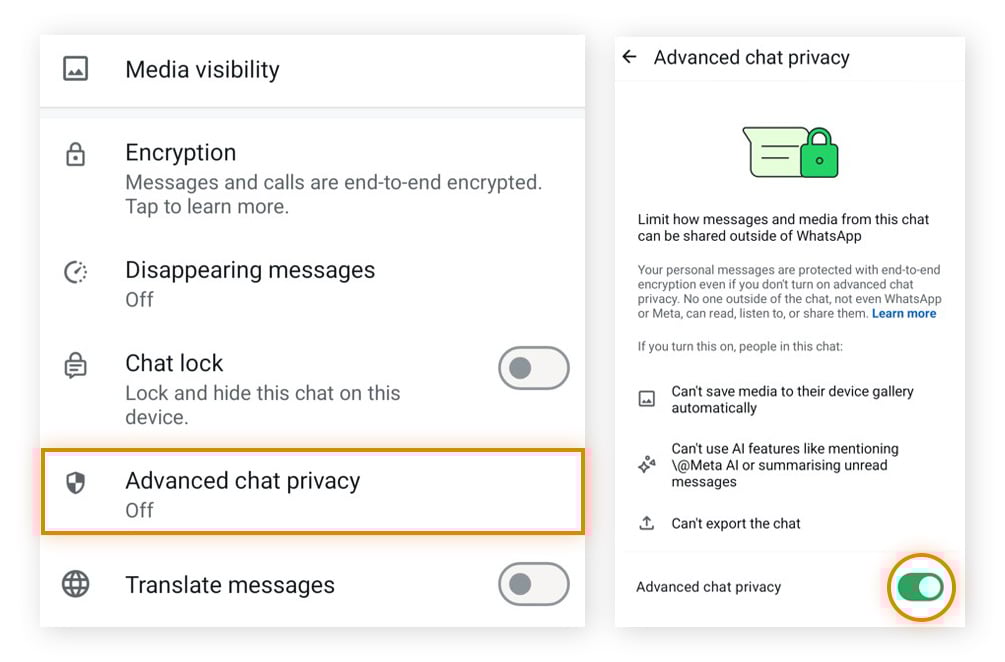 Click on Advanced chat privacy to open the window.