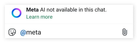The pop-up warning appears if Meta AI is not available in a specific chat.
