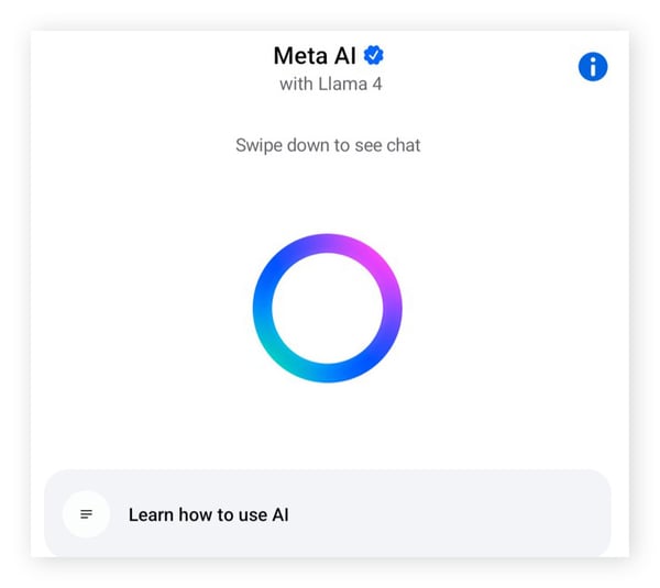 Meta AI chat is open.