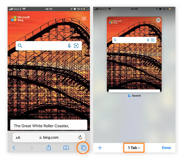 Accès aux groupes d’onglets dans Safari pour iPhone ou iPad.