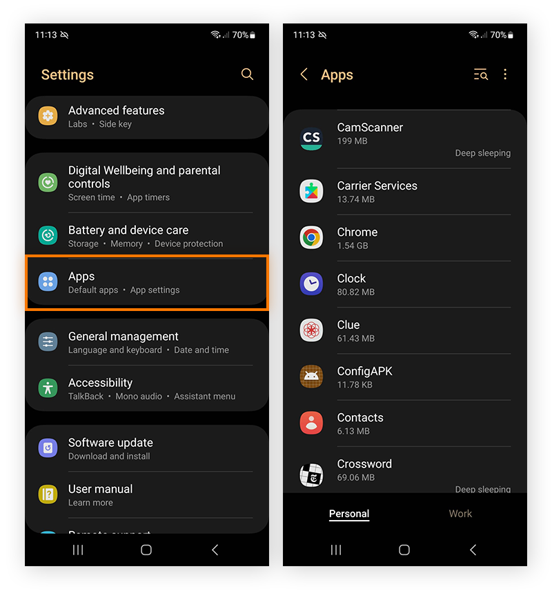 Ouvrez les paramètres de l’application Android pour commencer à supprimer le cache.