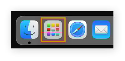 Abrir la aplicación LaunchPad desde el Dock en macOS Sonoma.