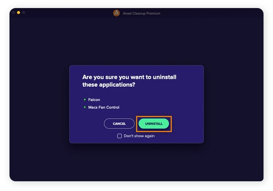 Confirmez que vous souhaitez supprimer les applications sélectionnées de votre Mac en cliquant sur Désinstaller.