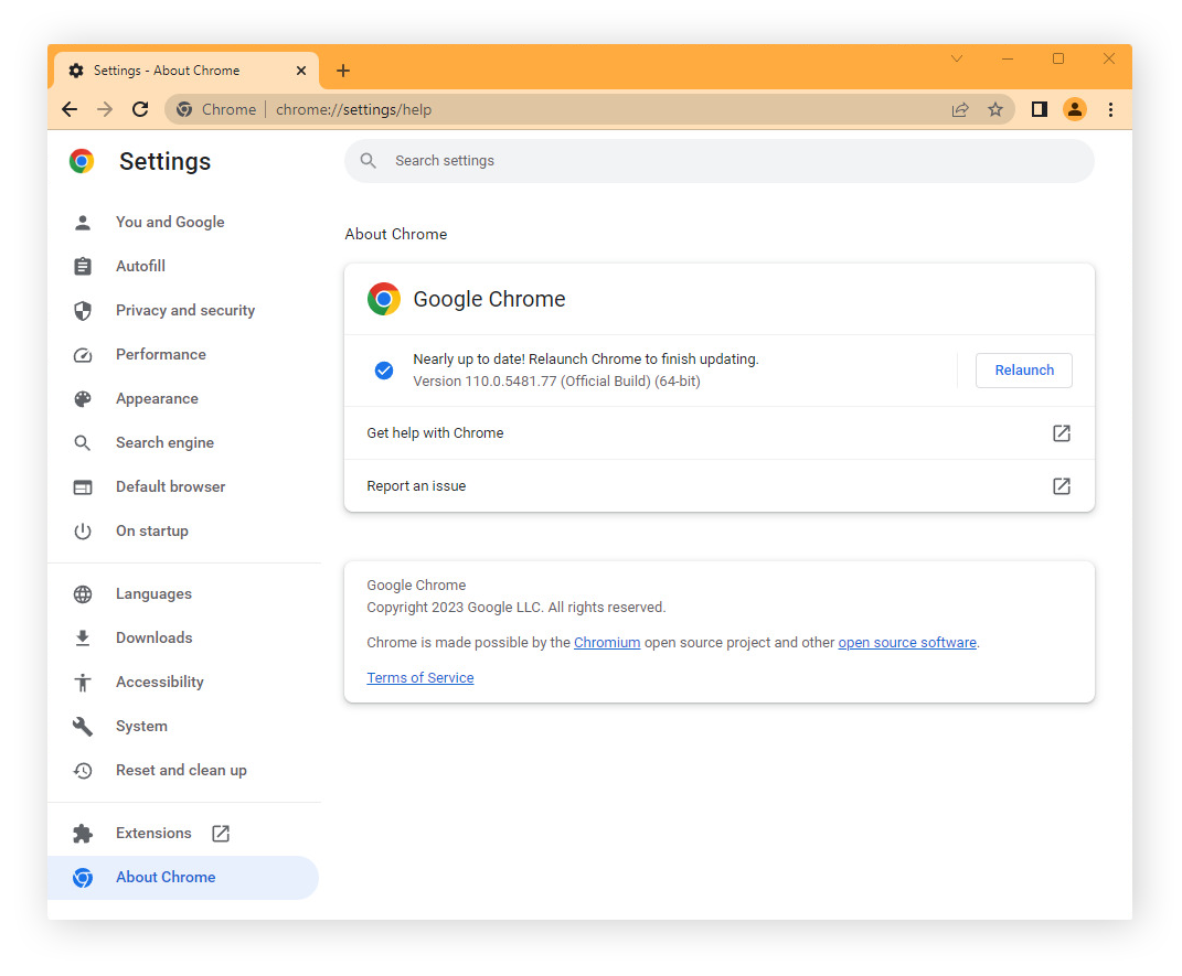 Aktualisieren von Google Chrome auf Windows und Mac über die Chrome-Einstellungen.
