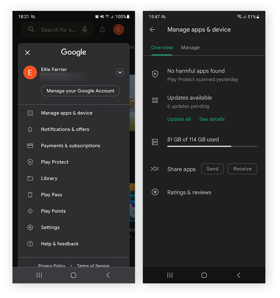 Mise à jour de Google Chrome sur Android au moyen de Google Play