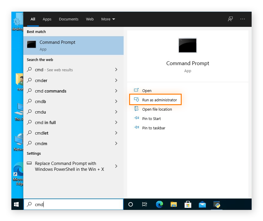 Ejecutar la ventana Símbolo del sistema en Windows 10
