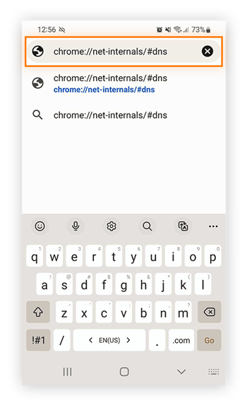 Usar chrome://net-internals/#dns para eliminar la caché de DNS y borrar el historial de incógnito en Android.