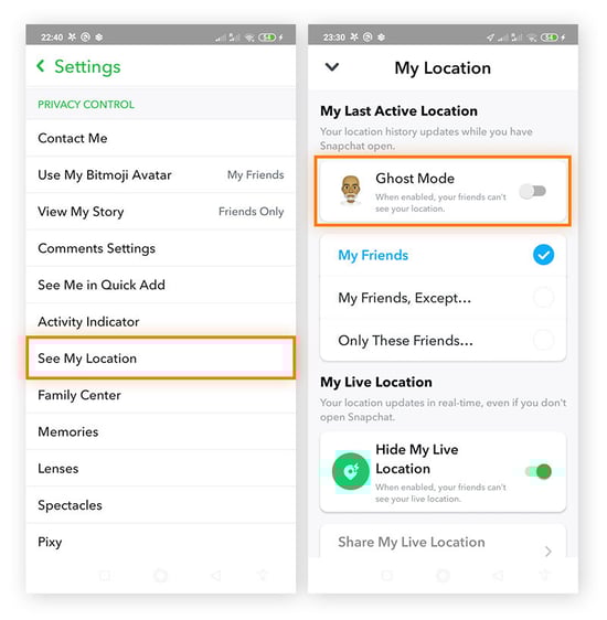 Changer la localisation Snapchat de votre enfant en « mode fantôme » pour cacher sa localisation indéfiniment.