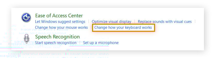 Sélection de Modifier le fonctionnement de votre clavier dans les paramètres de facilité d’accès de Windows.