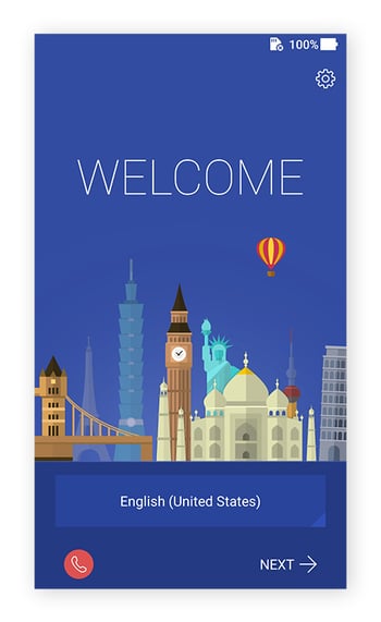 The Welcome screen in Android 7.0 on an Asus phone