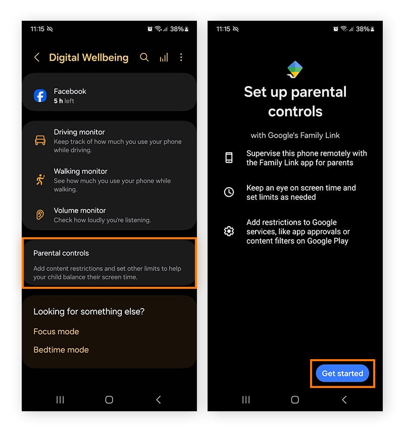 Establecer controles parentales desde Google Family Link en Android.