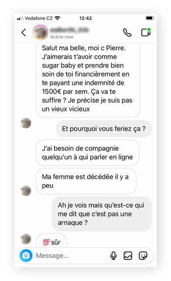 Arnaque Sugar Daddy sur Instagram