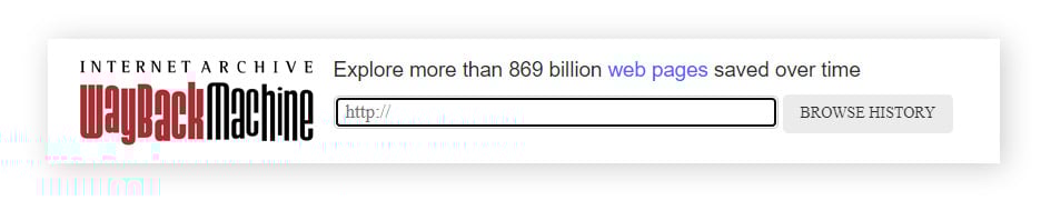 The Wayback Machine internet archive search bar.