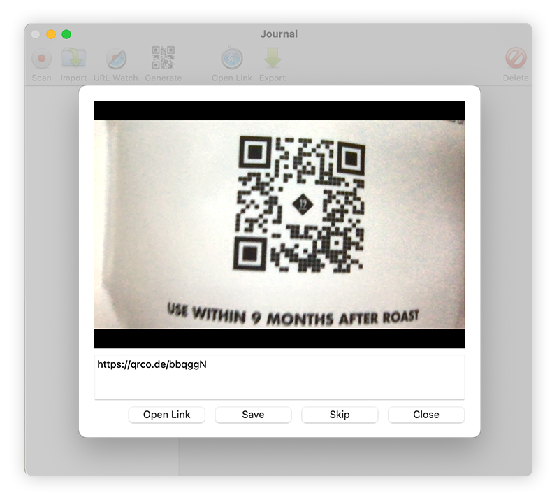 Make sure the QR code is completely visible in the photo window frame.