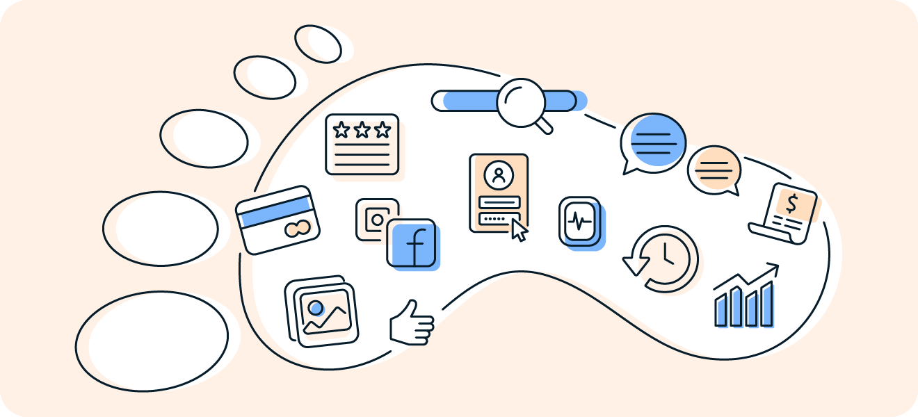 A graphic depiction of the different kinds of data that contribute to your digital footprint.