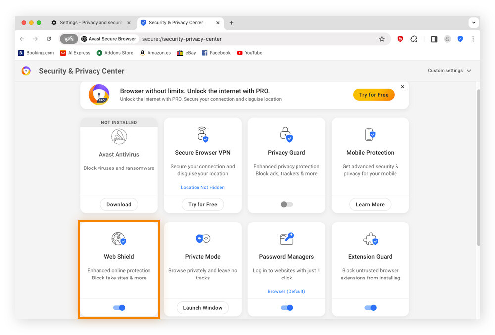 Avast Secure Browser can help protect your digital footprint by blocking fake sites.