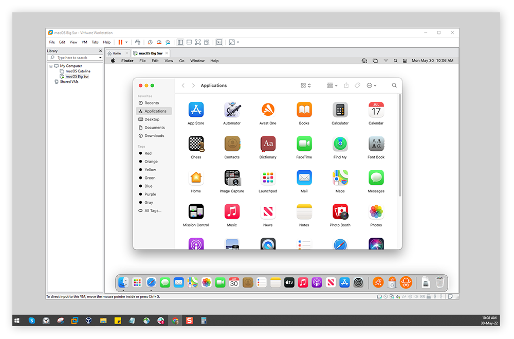Una máquina virtual Mac que se ejecuta en un PC Windows.