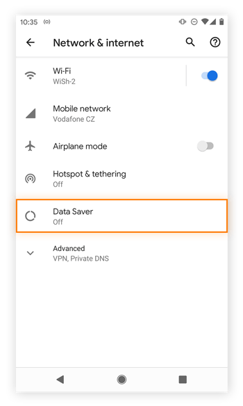 Acesse Configurações, Rede e Internet e toque em Economia de dados para desativar os dados em segundo plano no Android.