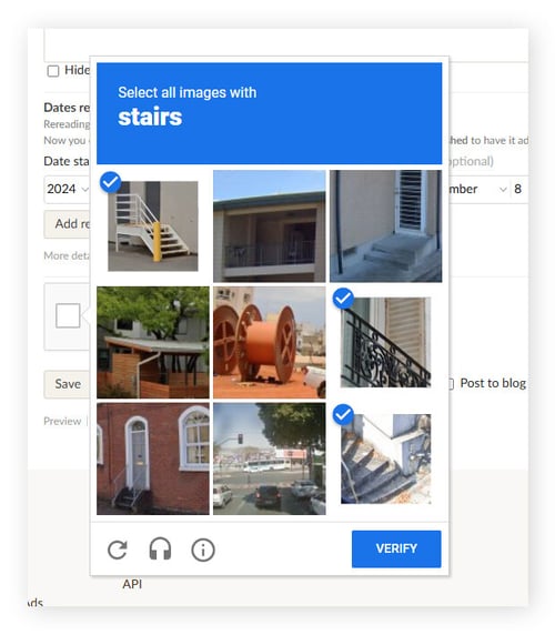 An image-based reCAPTCHA example.