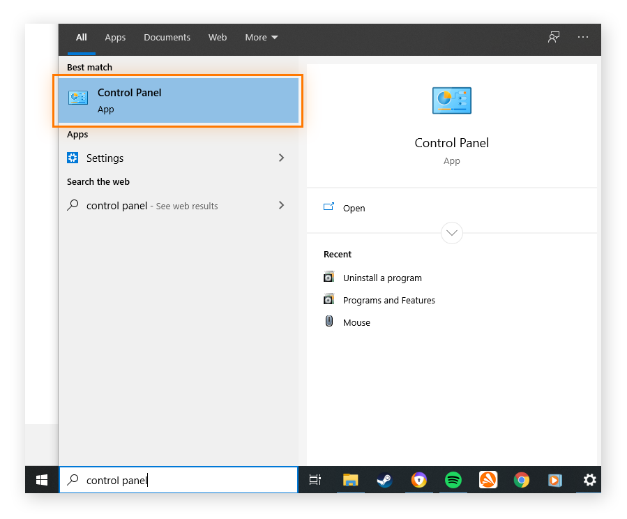 Comment rechercher le Panneau de configuration via le menu Démarrer de Windows pour supprimer les scarewares
