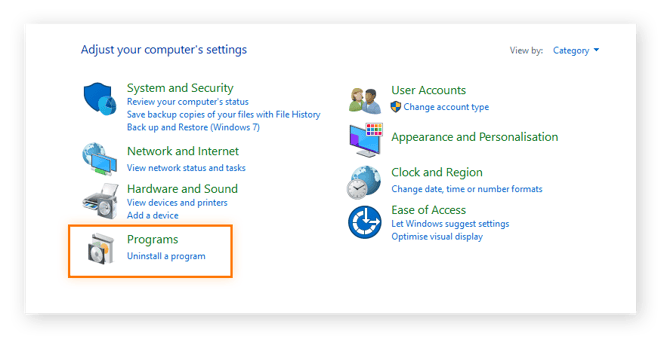 Comment retrouver la section Programmes du Panneau de configuration de Windows pour supprimer un scareware.