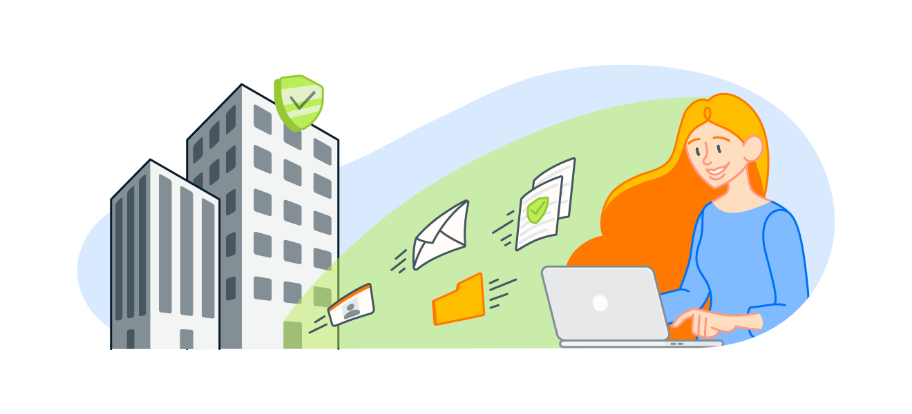 SOC 2 compliance standard represented by protecting information between a company and customer.