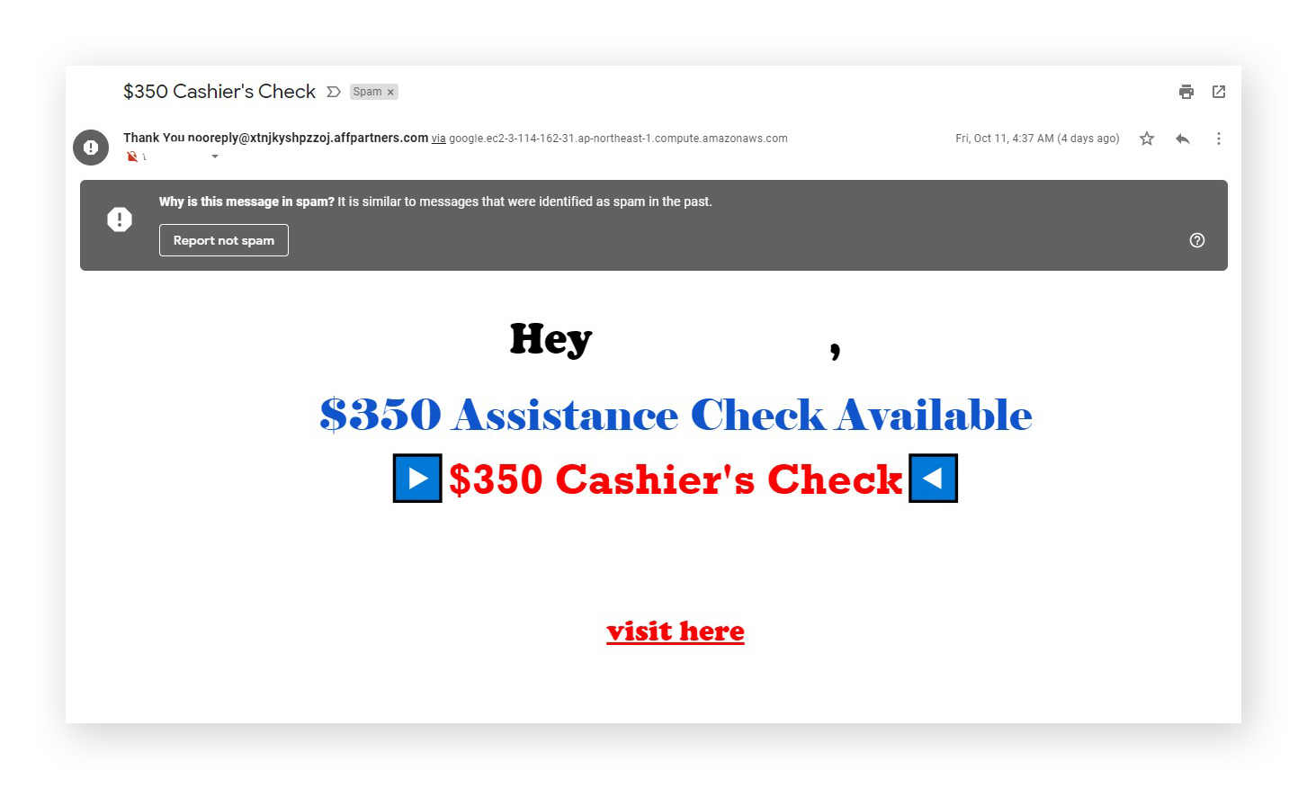 Viele Spam-E-Mails und -Nachrichten, in denen direkt Bargeld oder Kredite angeboten werden, sind ebenfalls Phishing-Betrügereien.