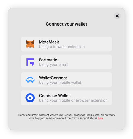 Option de connexion d’un portefeuille de cryptomonnaie sur le site web Decentraland