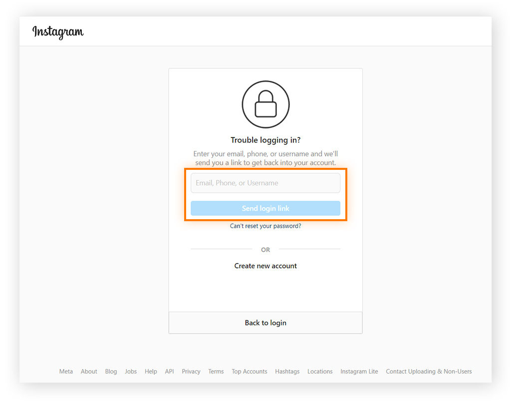 How to login into an Instagram account using forgot password.