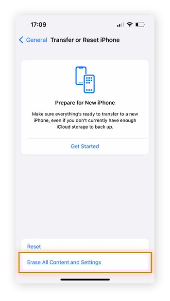 Tippen Sie auf „Alle Inhalte und Einstellungen löschen“, um Ihr iPhone zurückzusetzen