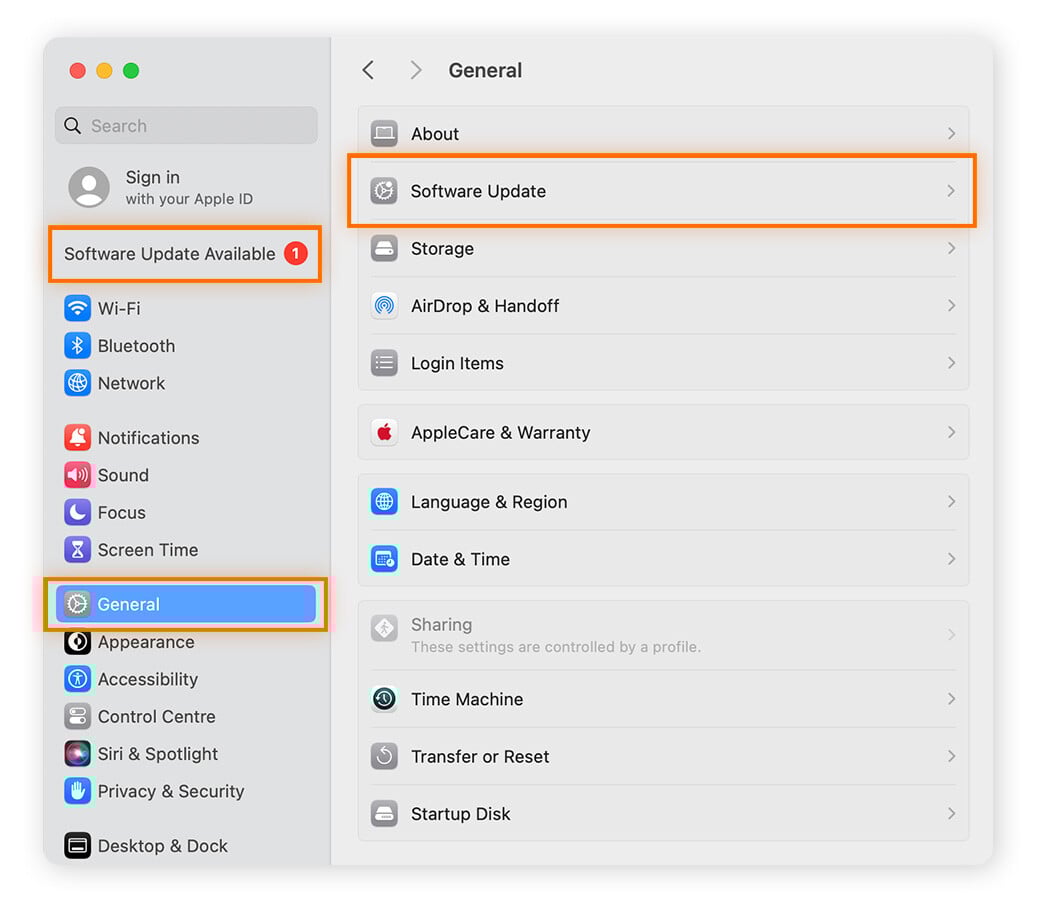 Durch die Aktualisierung von macOS werden die neuesten Treiber für externe Geräte wie etwa Ihre Maus installiert.