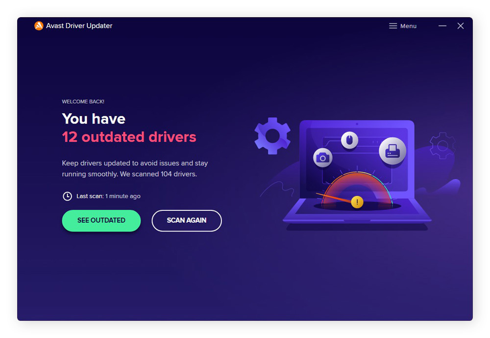 Using Avast Driver Updater to update network drivers to fix internet connection issues.