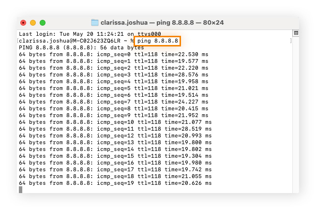 Performing a ping test on Mac is useful when you have Wi-Fi connected but no internet.