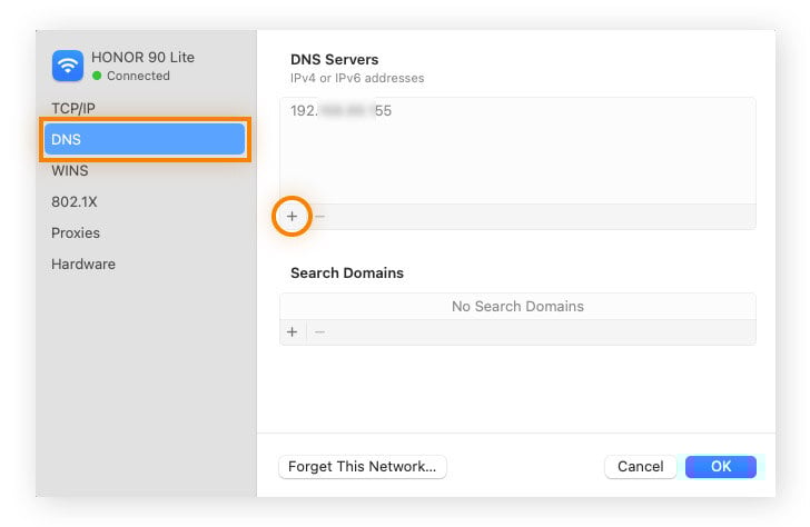 Ändern des DNS-Servers auf einem Mac.