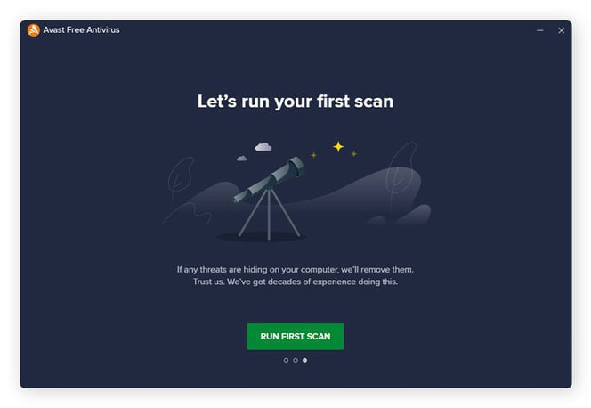 Scannen nach Computerviren mit Avast Free Antivirus.