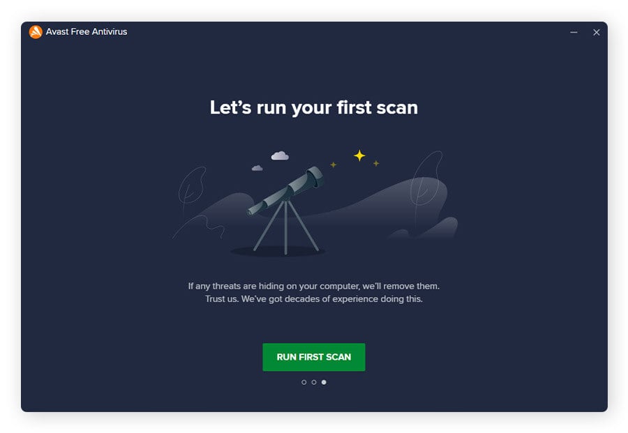 Scan for computer viruses with Avast Free Antivirus.
