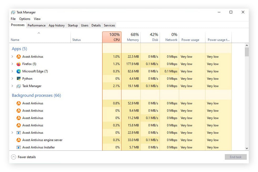 Anzeigen geöffneter Apps im Task-Manager unter Windows 10 und 11.