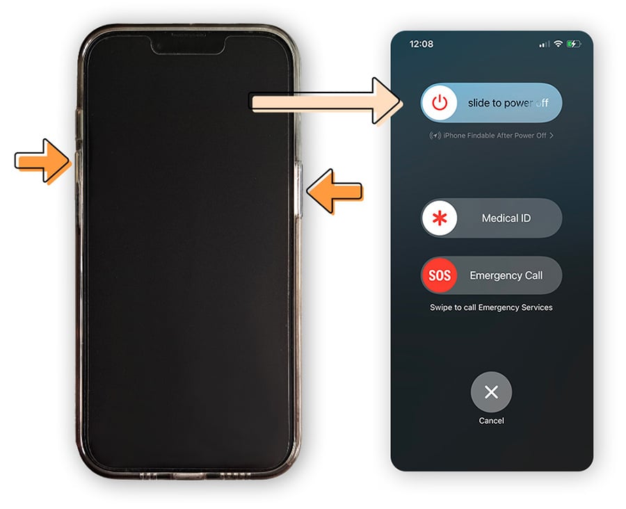 How to restart an iPhone to try and get rid of a virus.